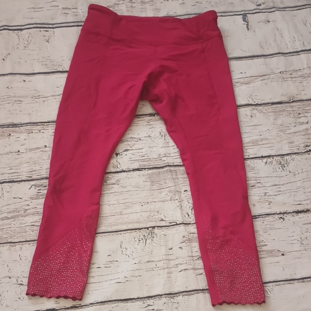 Lululemon Tight Stuff Tights Merlot Red Scallop Reflective Hem 4 S